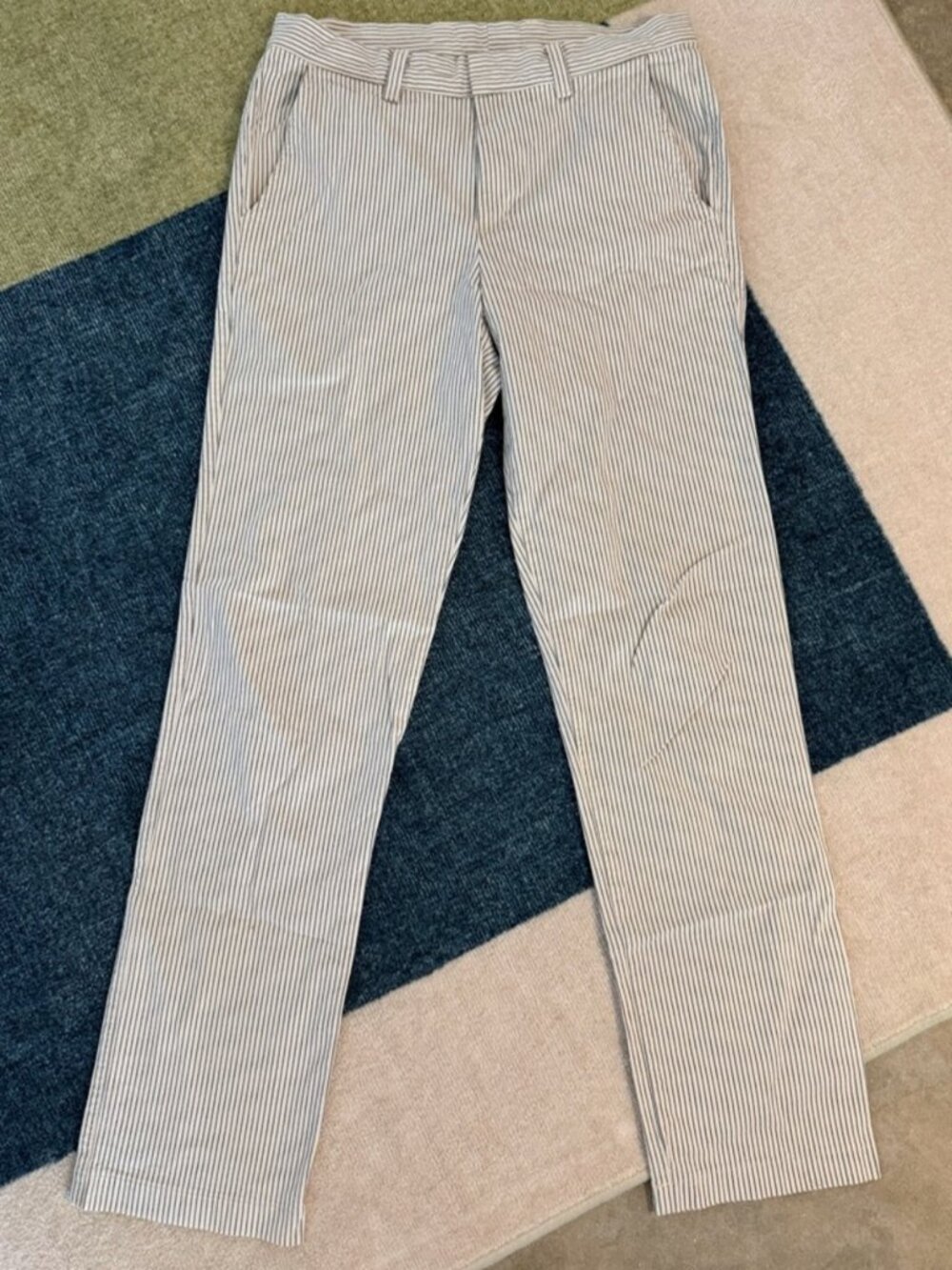 Striped Cotton Chino Pants - Blue/White